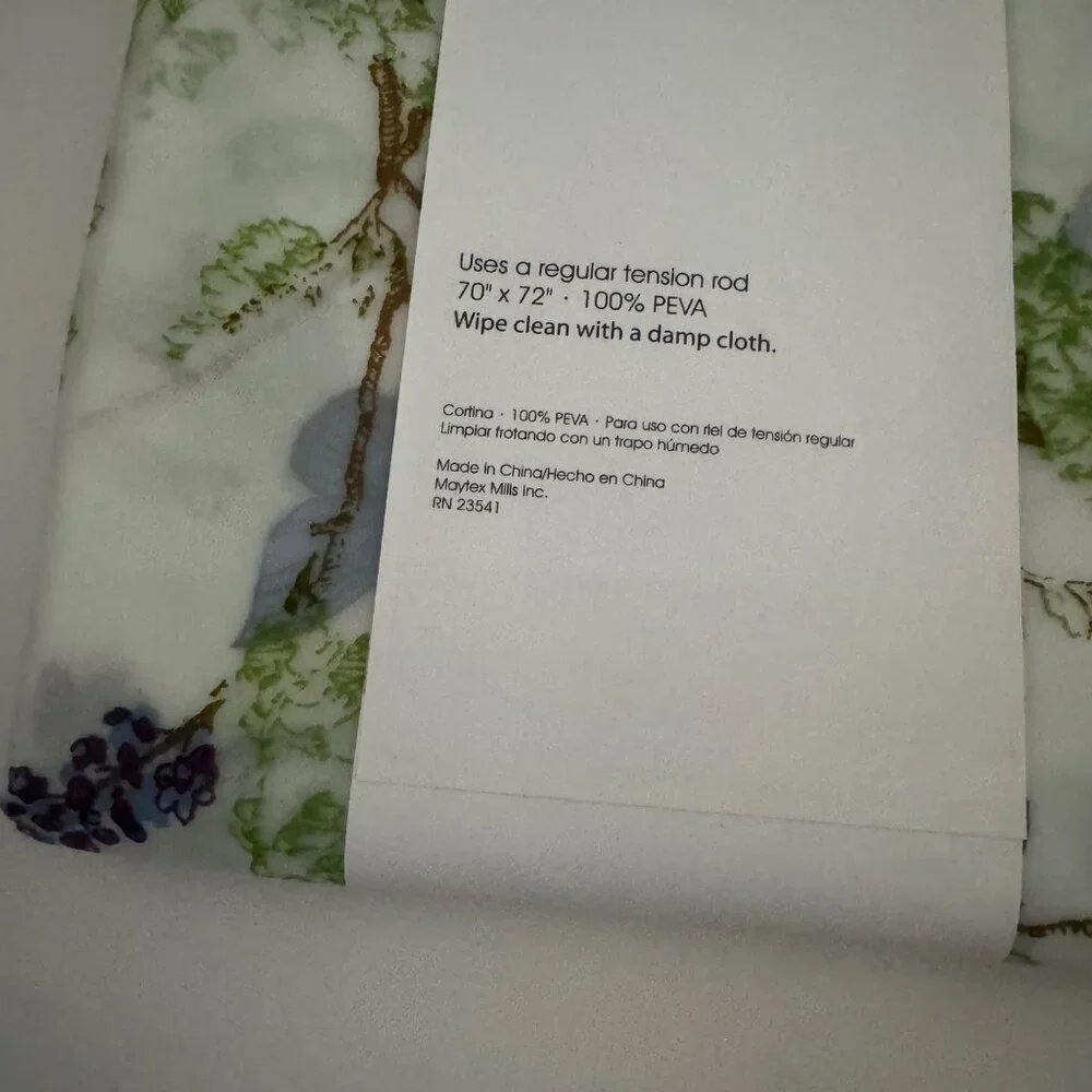 Maytex Garden Flight Peva Shower Curtain New